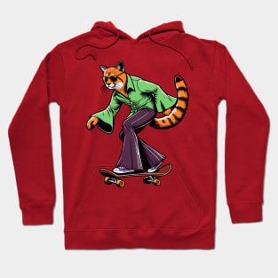 Retro Cat Skateboarder - Vintage Style Illustration Hoodie